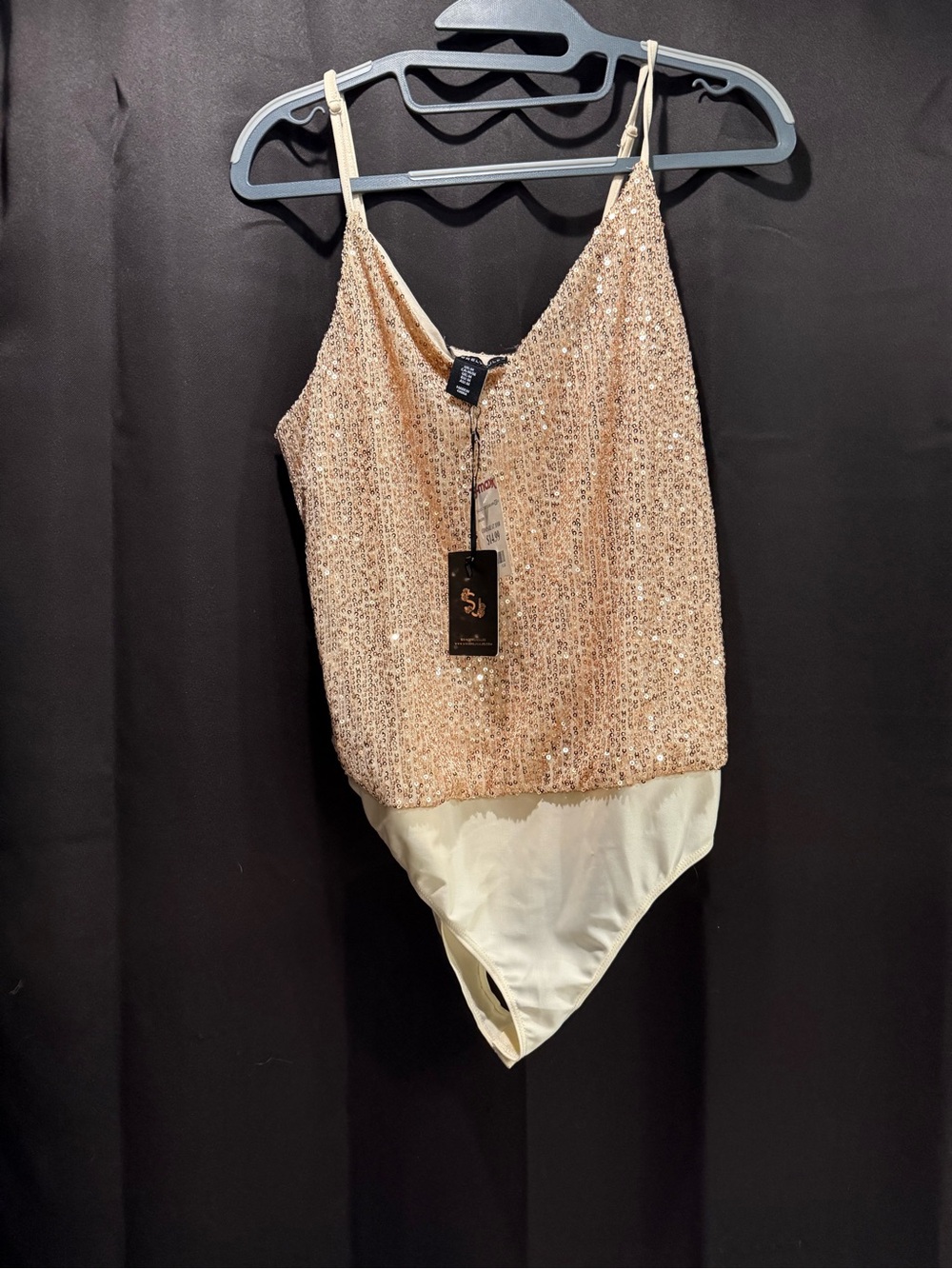 Sincerly Jules Rose Gold Sequin Bodysuit